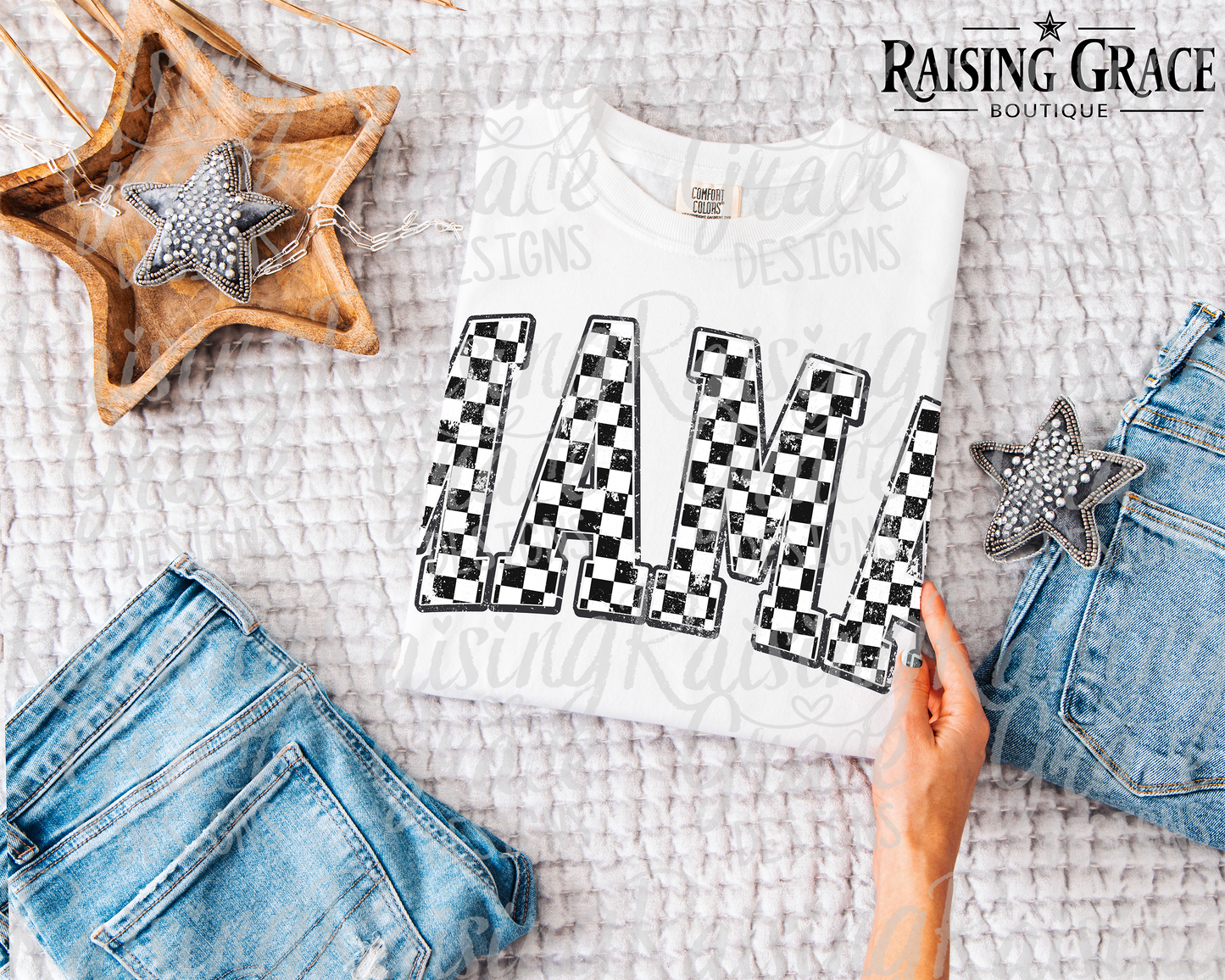 Checkerboard MAMA - Adult T-Shirt - Comfort Colors
