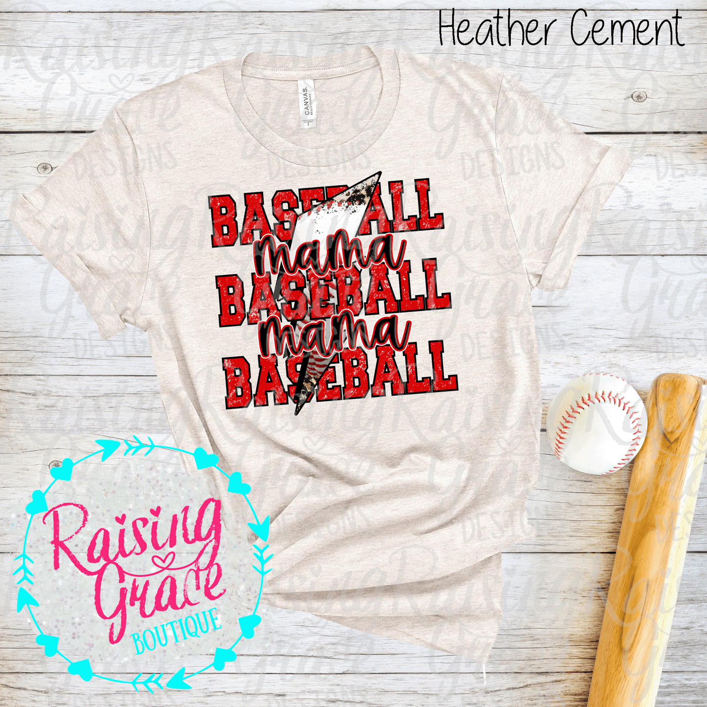 Baseball Mama - T-Shirt - Red and Black Baseball Mama Design