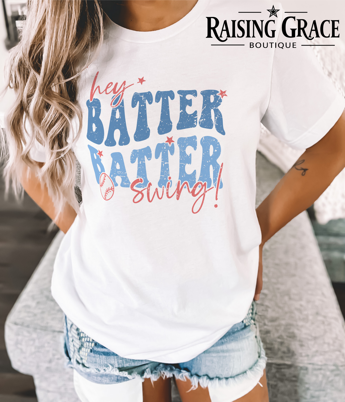 Hey Batter Batter Swing - Adult T-Shirt - Comfort Colors