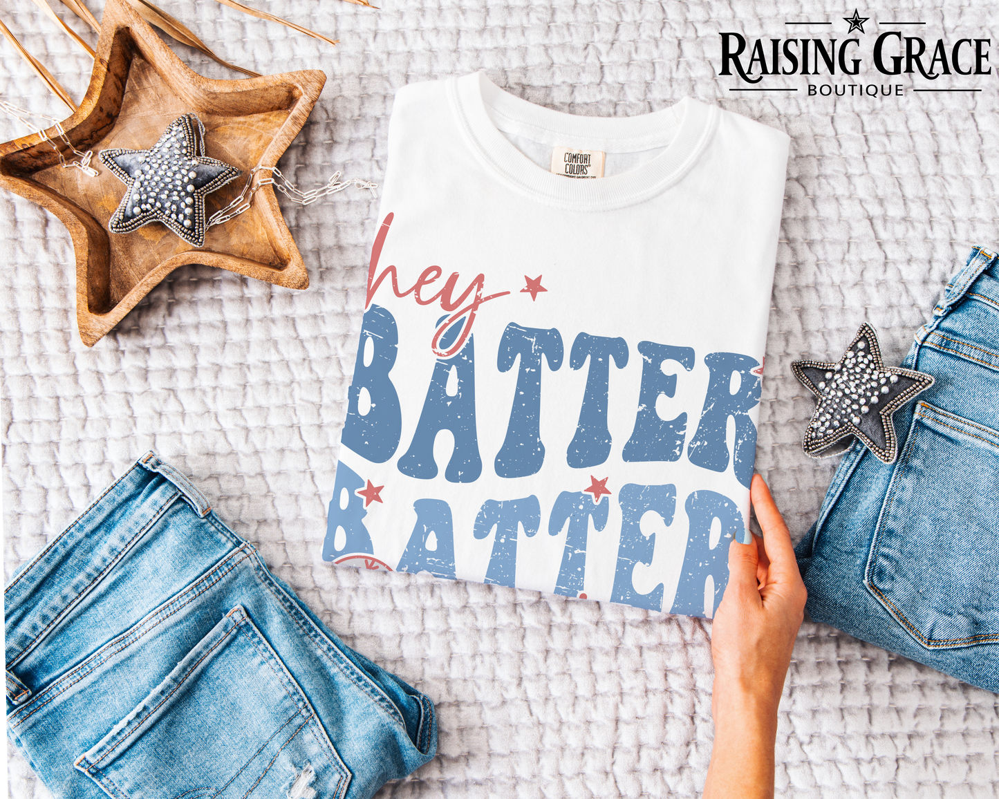 Hey Batter Batter Swing - Adult T-Shirt - Comfort Colors