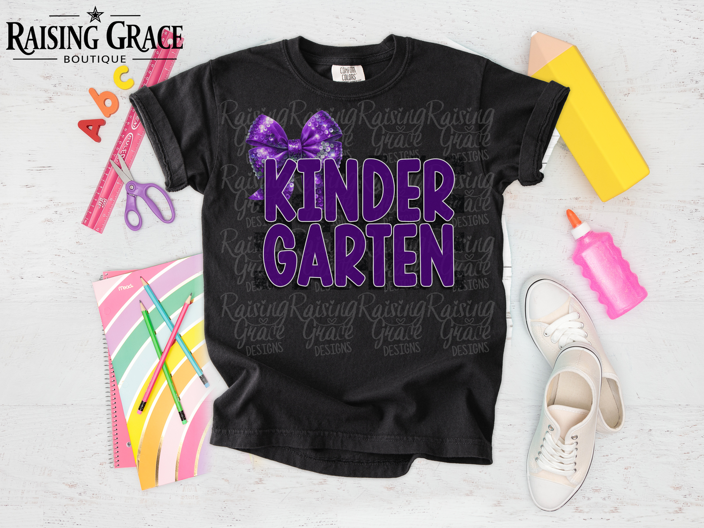 Kindergarten - School Spirit - Purple - Youth T-Shirt - Comfort Colors