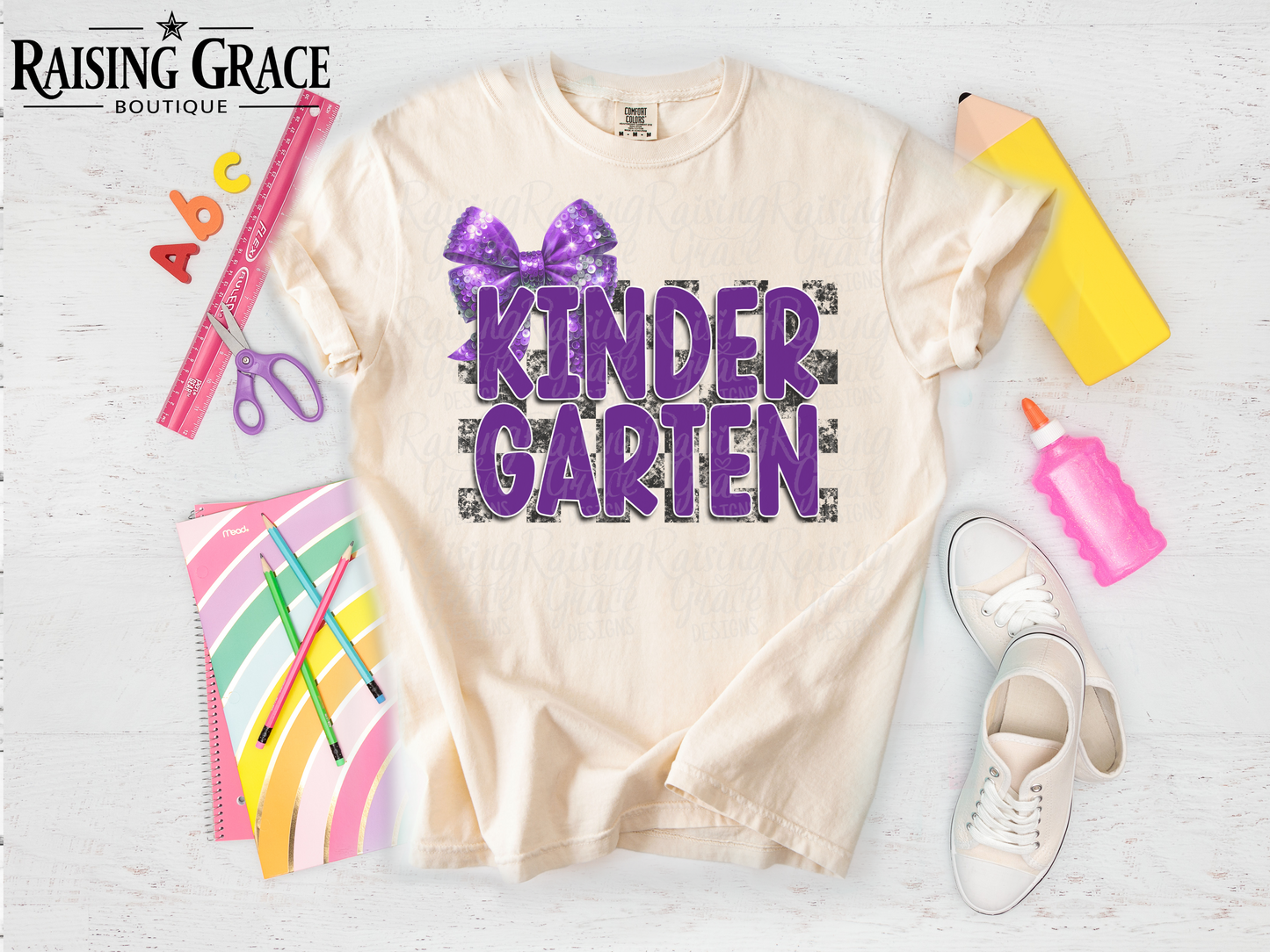 Kindergarten - School Spirit - Purple - Youth T-Shirt - Comfort Colors