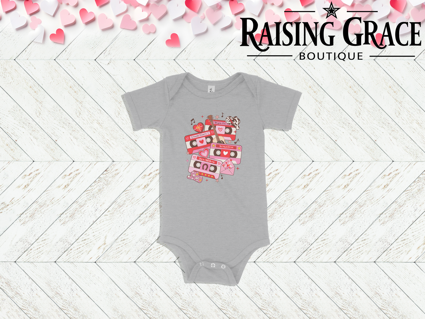 Western Valentine Cassette - Baby Bodysuit