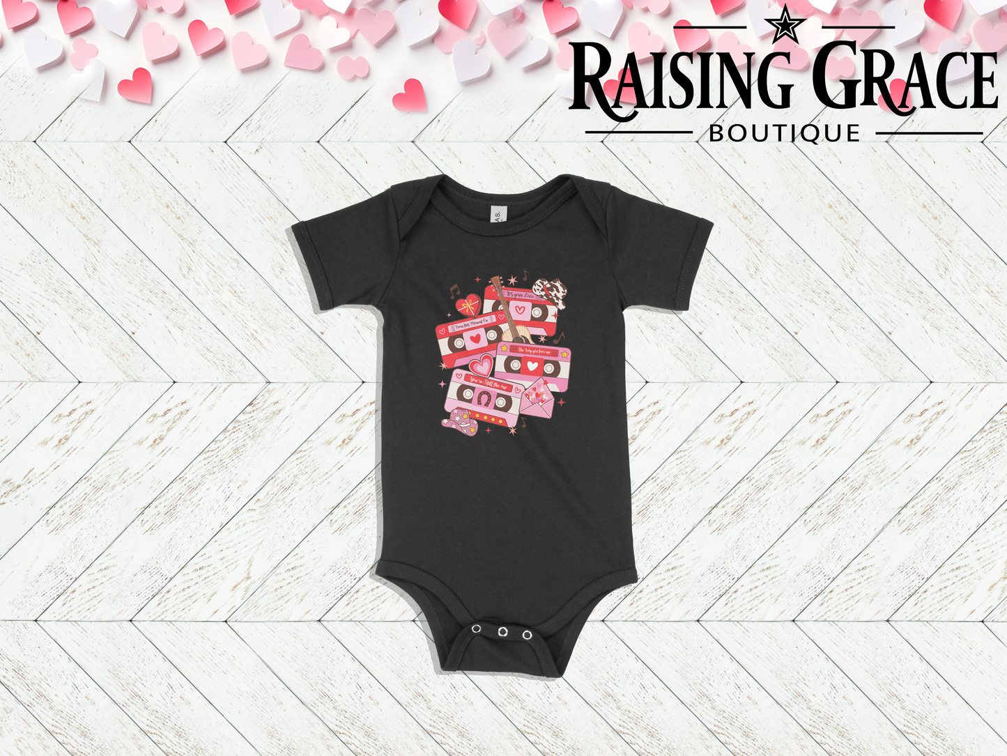 Western Valentine Cassette - Baby Bodysuit