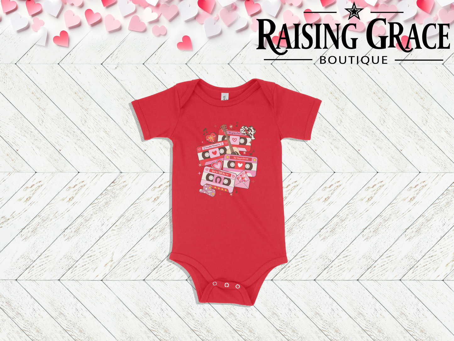 Western Valentine Cassette - Baby Bodysuit