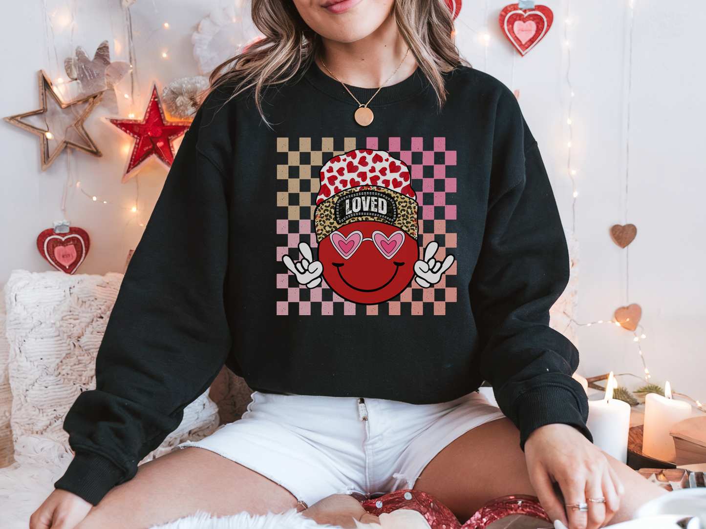 LOVED Smiley Face - Valentines - Sweatshirt