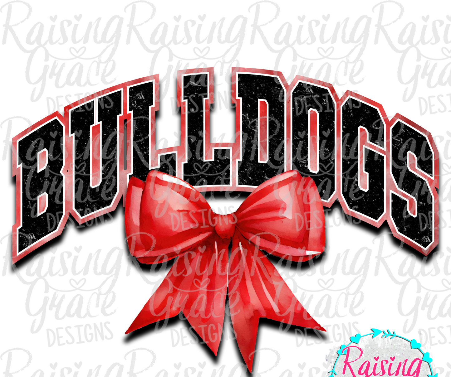 Bulldogs - with Red Coquette Bow - Adult T-Shirt - Comfort Colors