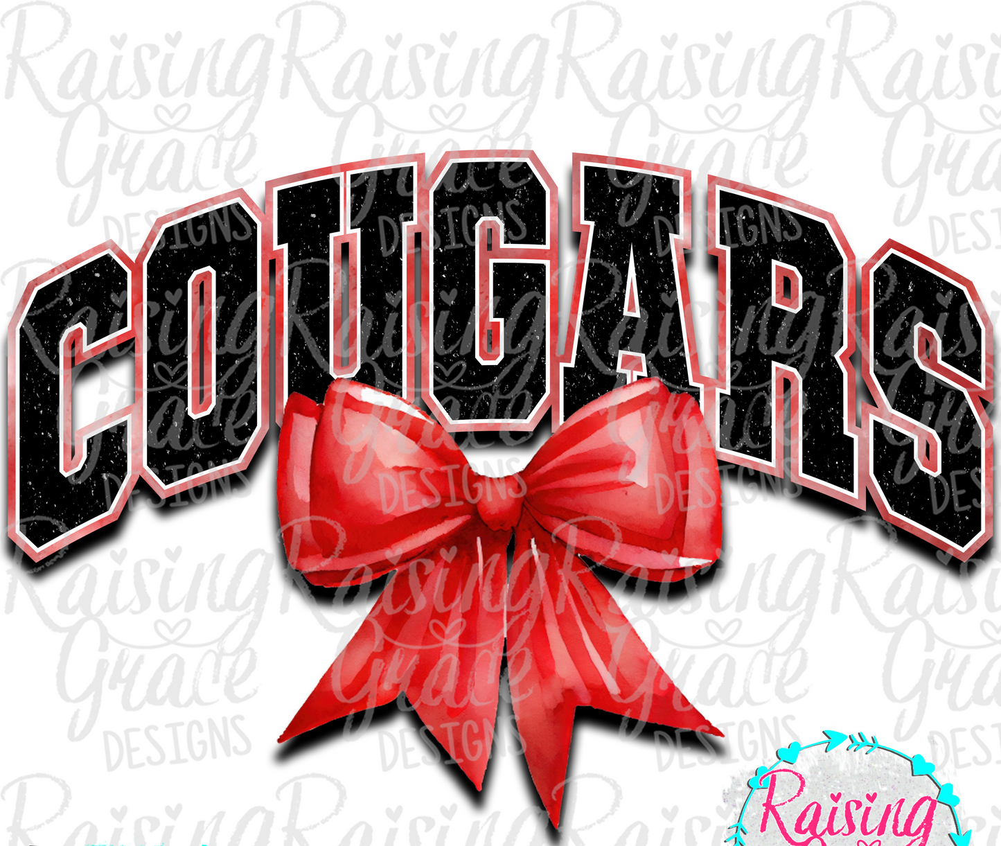 Cougars - with Red Coquette Bow - Adult T-Shirt - Comfort Colors
