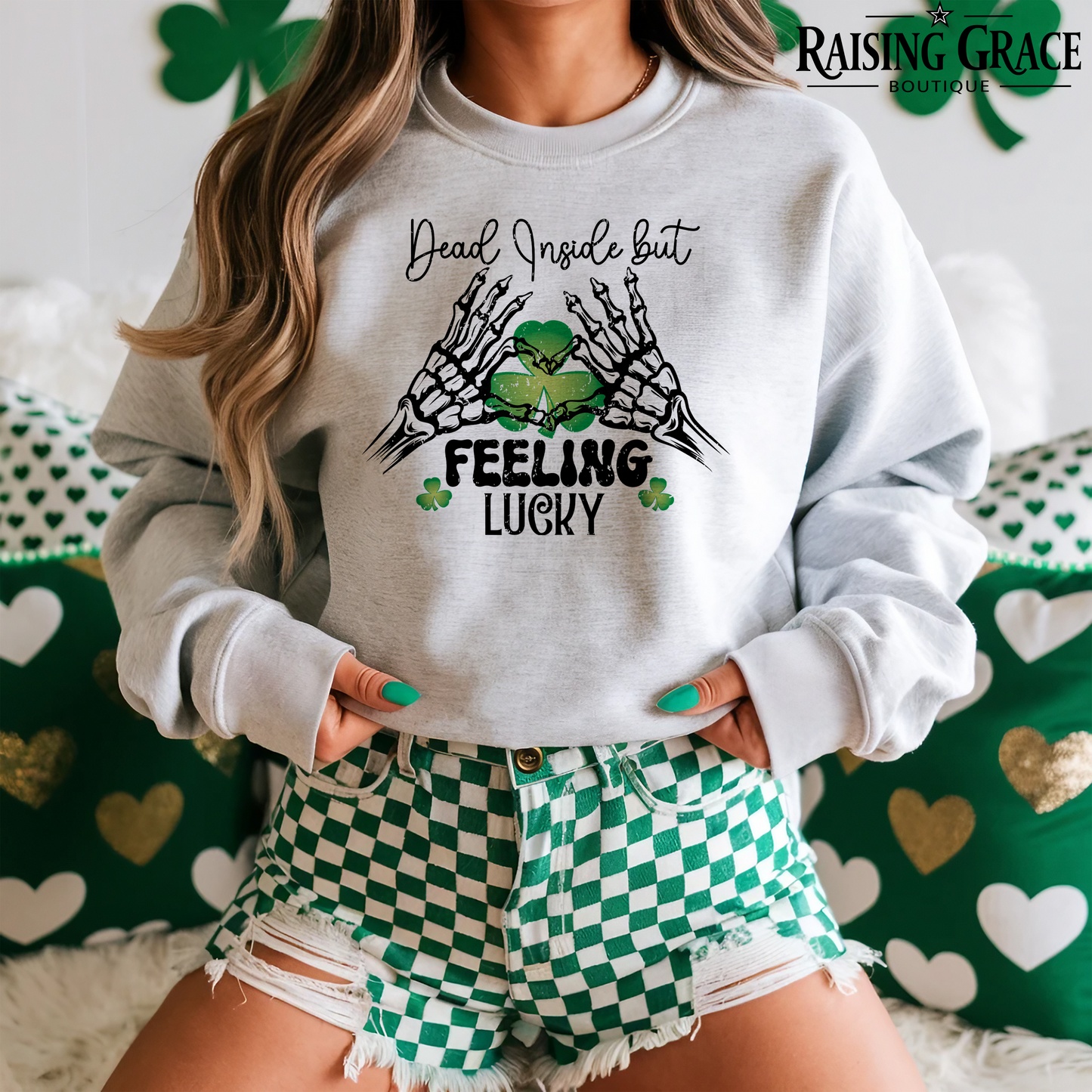 Dead Inside but Feeling Lucky - St. Patrick's Day - Adult Sweatshirt