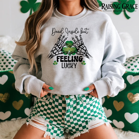 Dead Inside but Feeling Lucky - St. Patrick's Day - Adult Sweatshirt