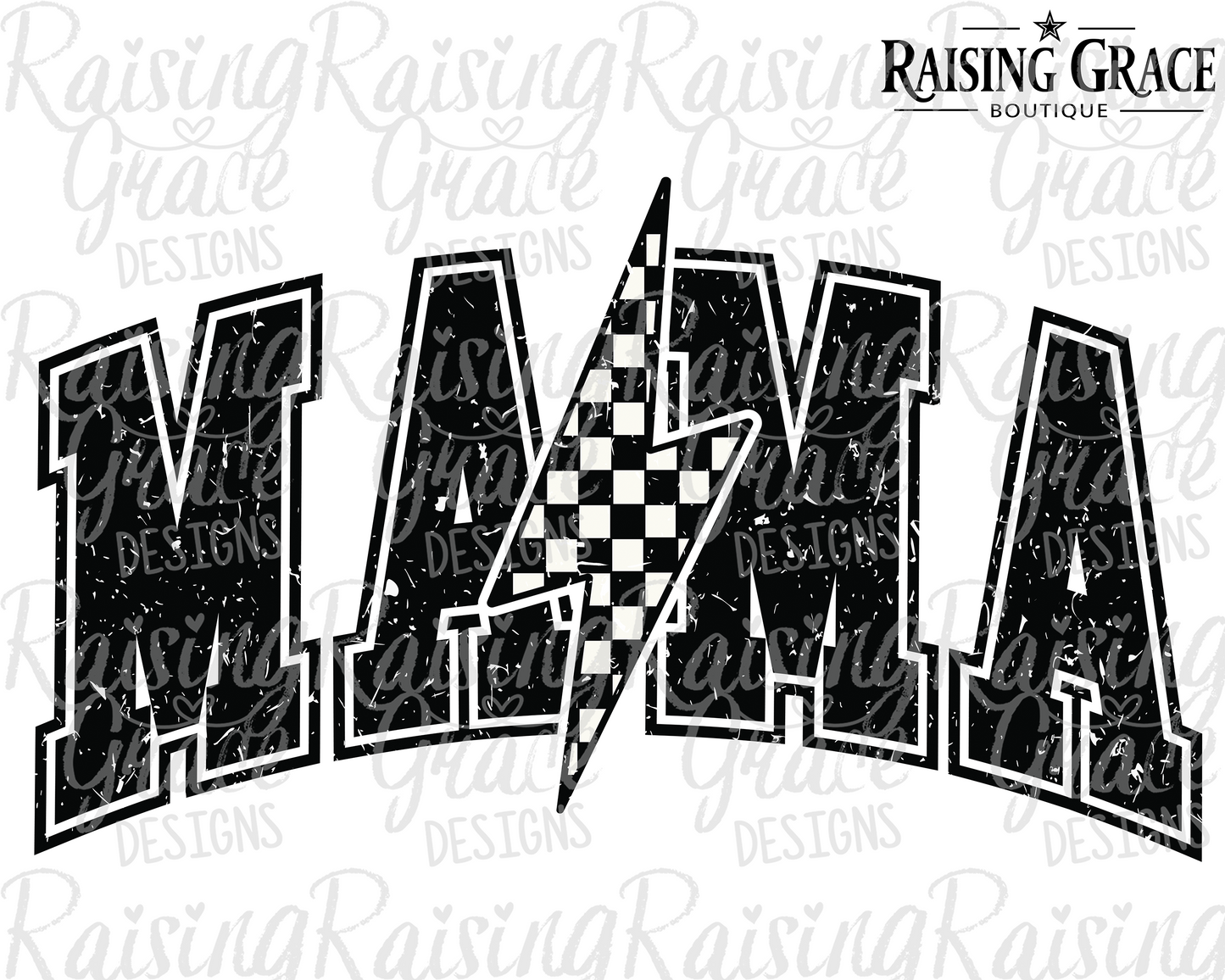 MAMA - With Checkered Lightning Bolt - Adult T-Shirt - Comfort Colors