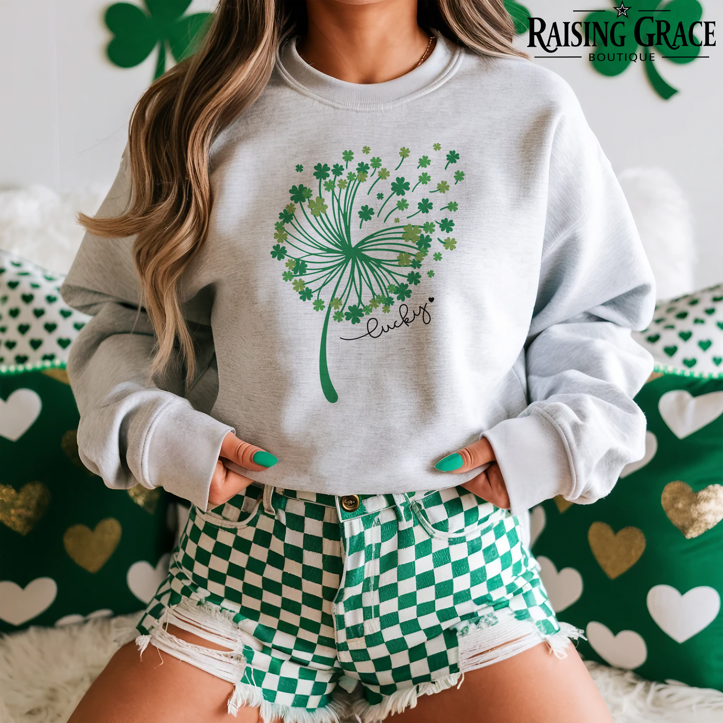 Lucky Dandelion Flower - St. Patrick's Day - Adult Sweatshirt