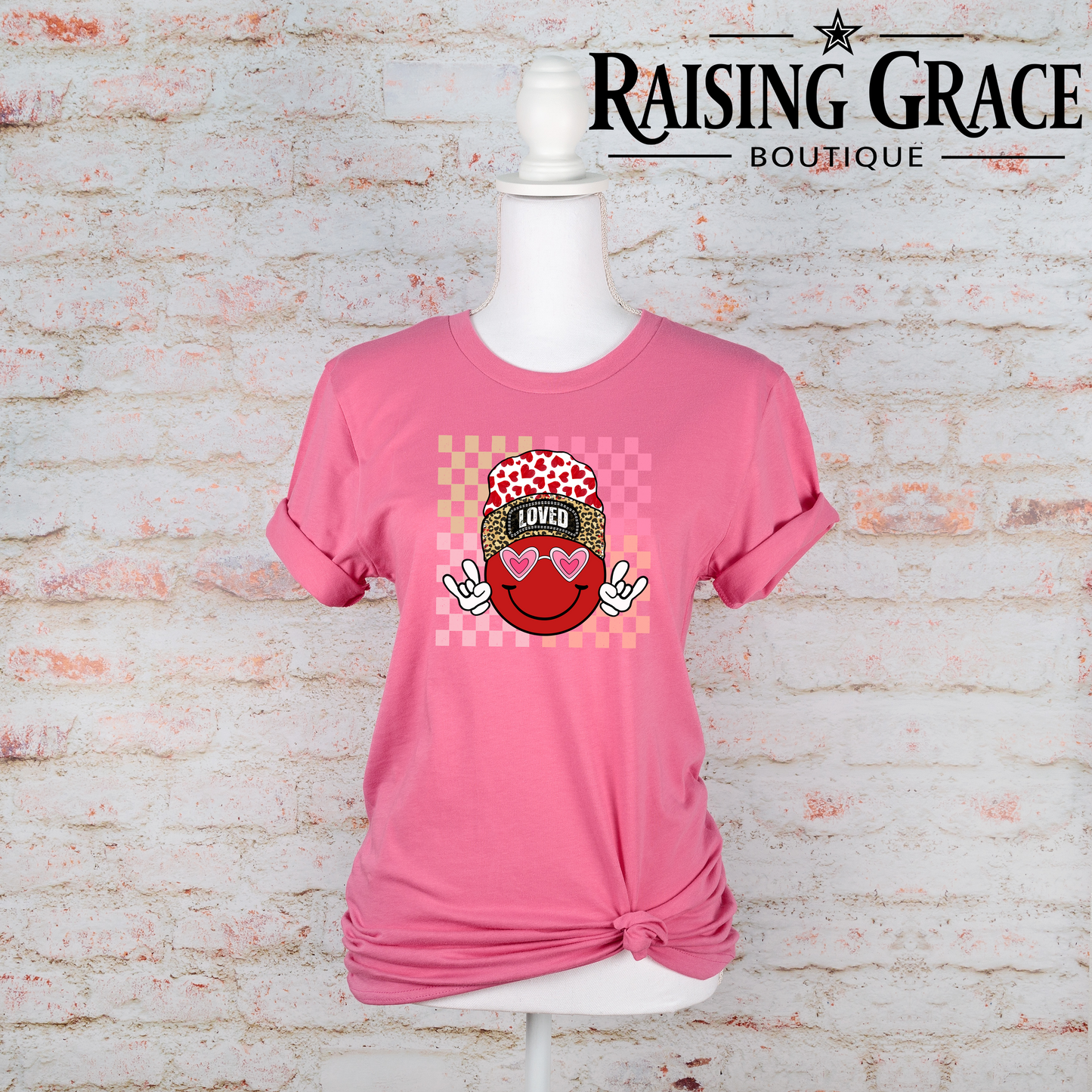 LOVED Smiley Face - Valentines - Adult T-Shirt