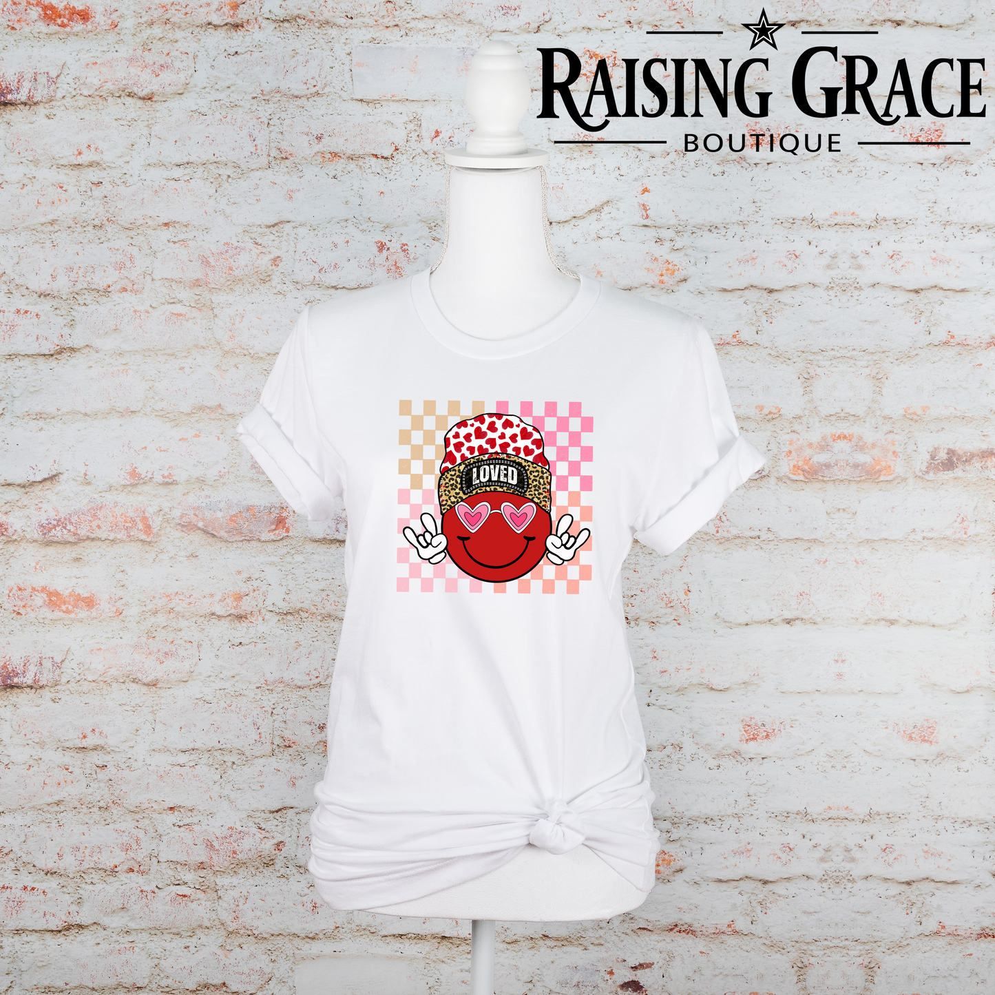 LOVED Smiley Face - Valentines - Adult T-Shirt