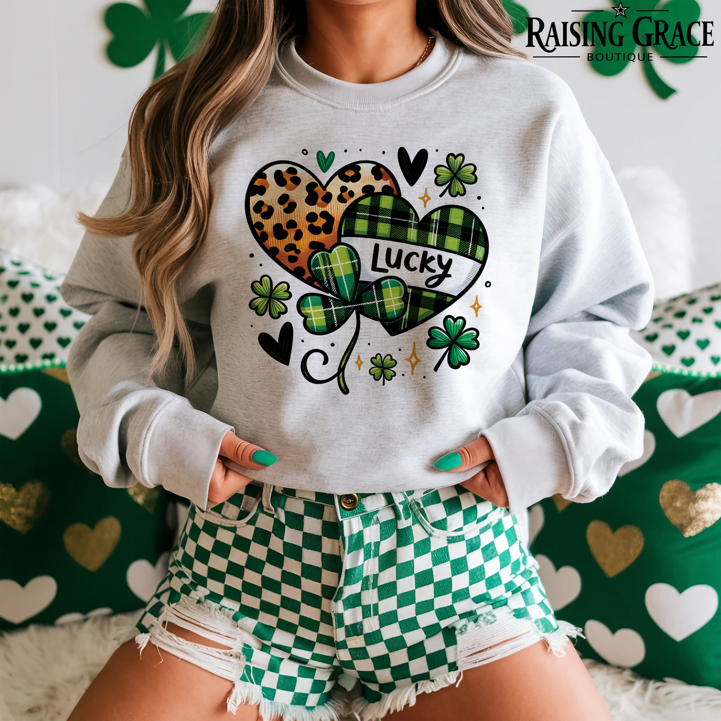 Lucky Hearts- St. Patrick's Day - Adult Sweatshirt