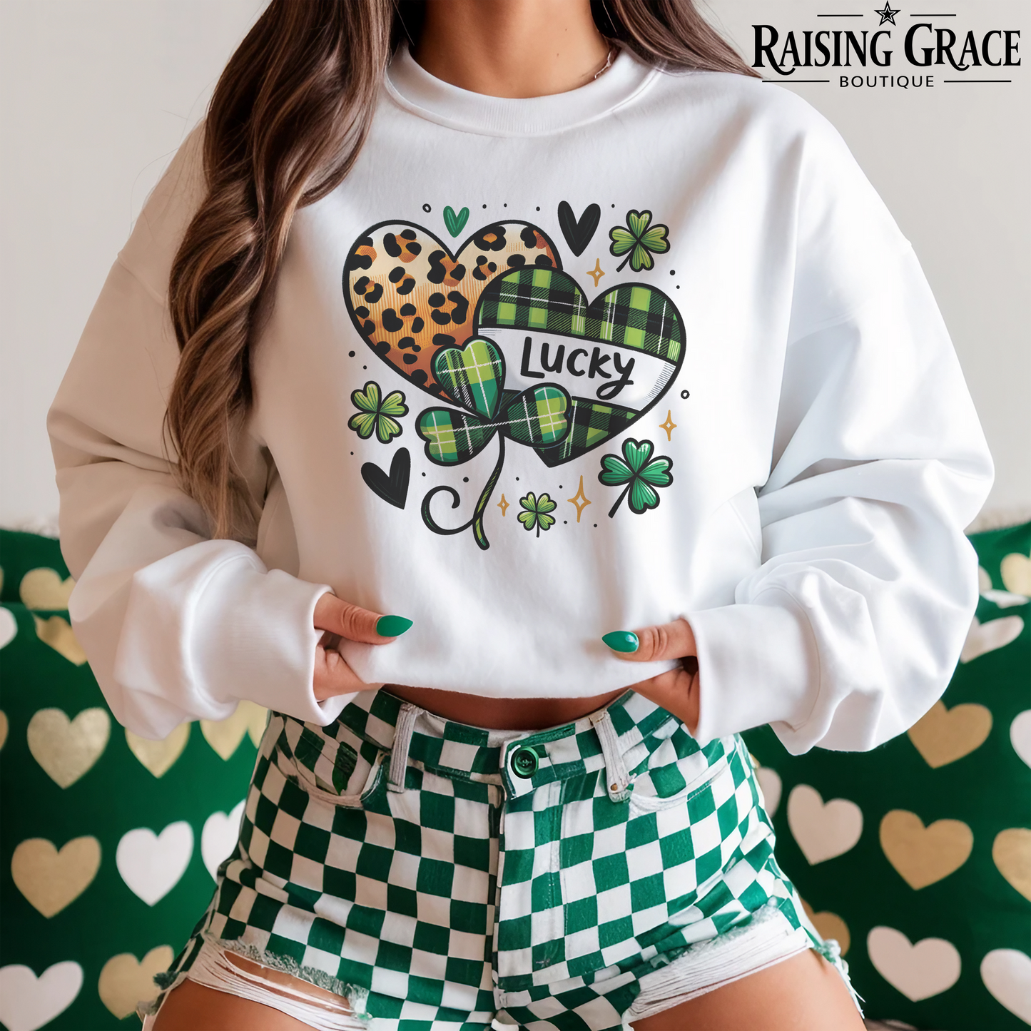 Lucky Hearts- St. Patrick's Day - Adult Sweatshirt