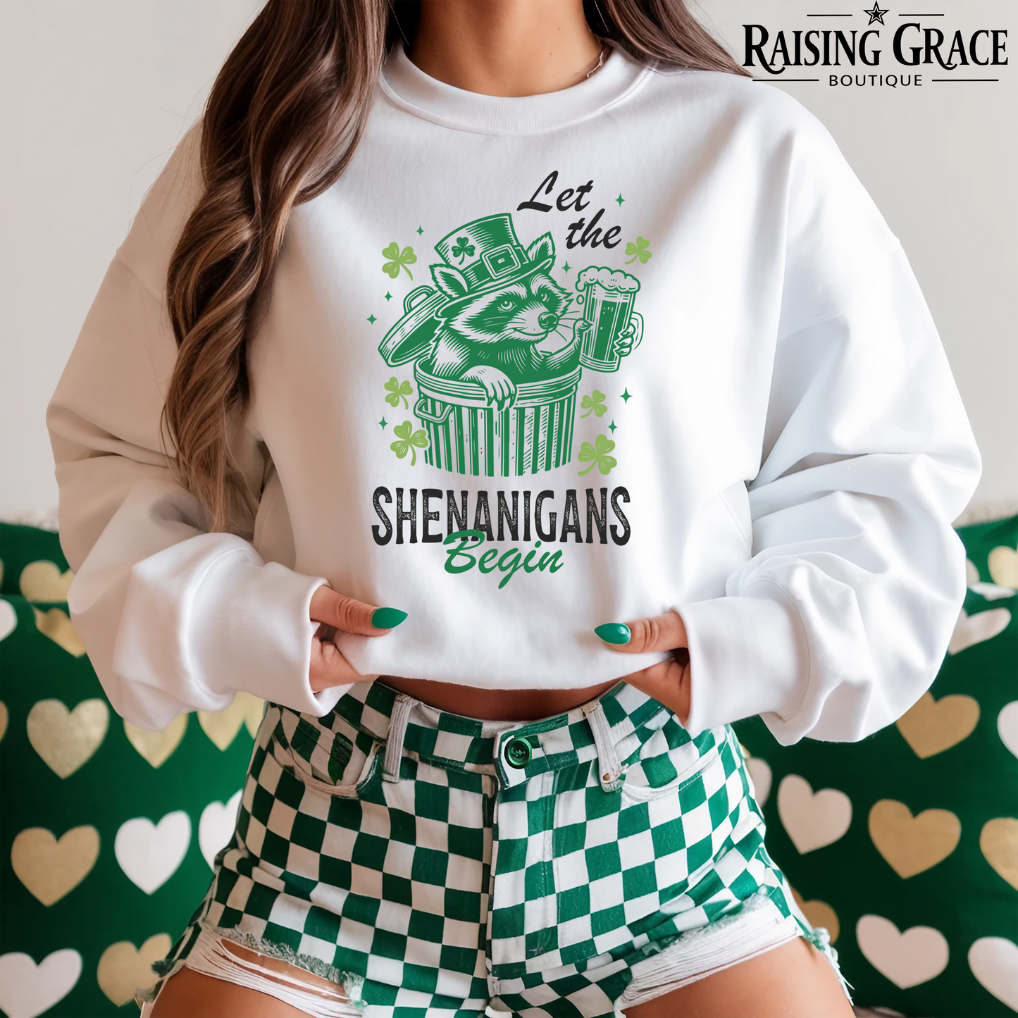 Let The Shenanigans Begin - Trash Panda - St. Patrick's Day - Adult Sweatshirt
