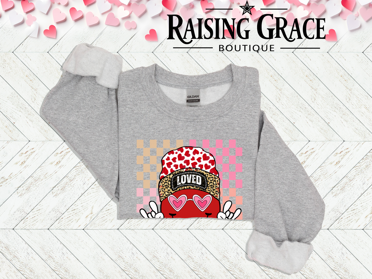 LOVED Smiley Face - Valentines - Sweatshirt