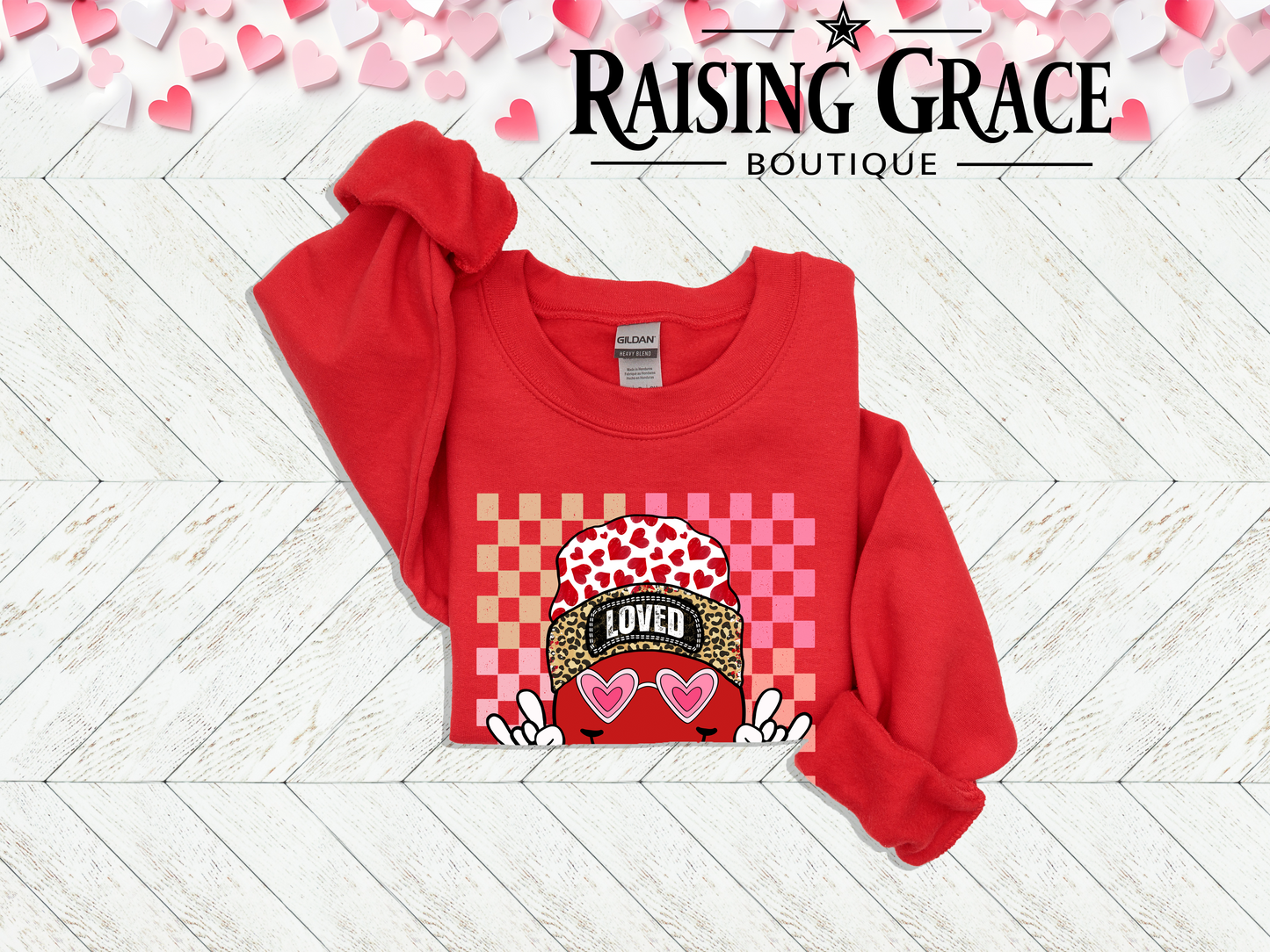 LOVED Smiley Face - Valentines - Sweatshirt