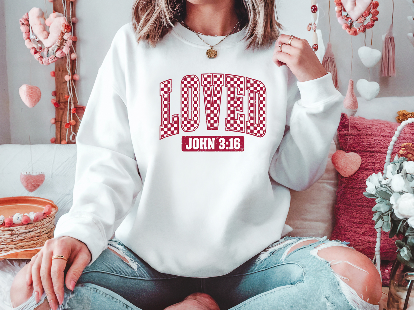 Loved John 3:16 - Valentines - Adult Sweatshirt