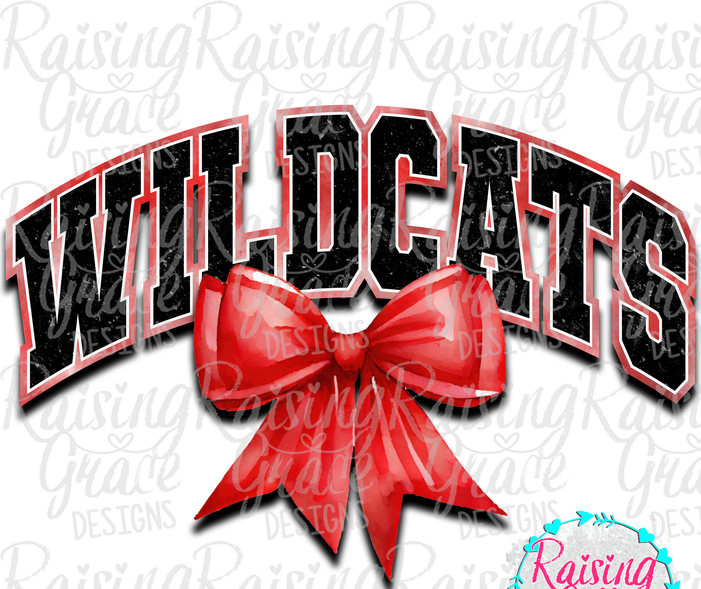 Wildcats - with Red Coquette Bow - Adult T-Shirt - Comfort Colors