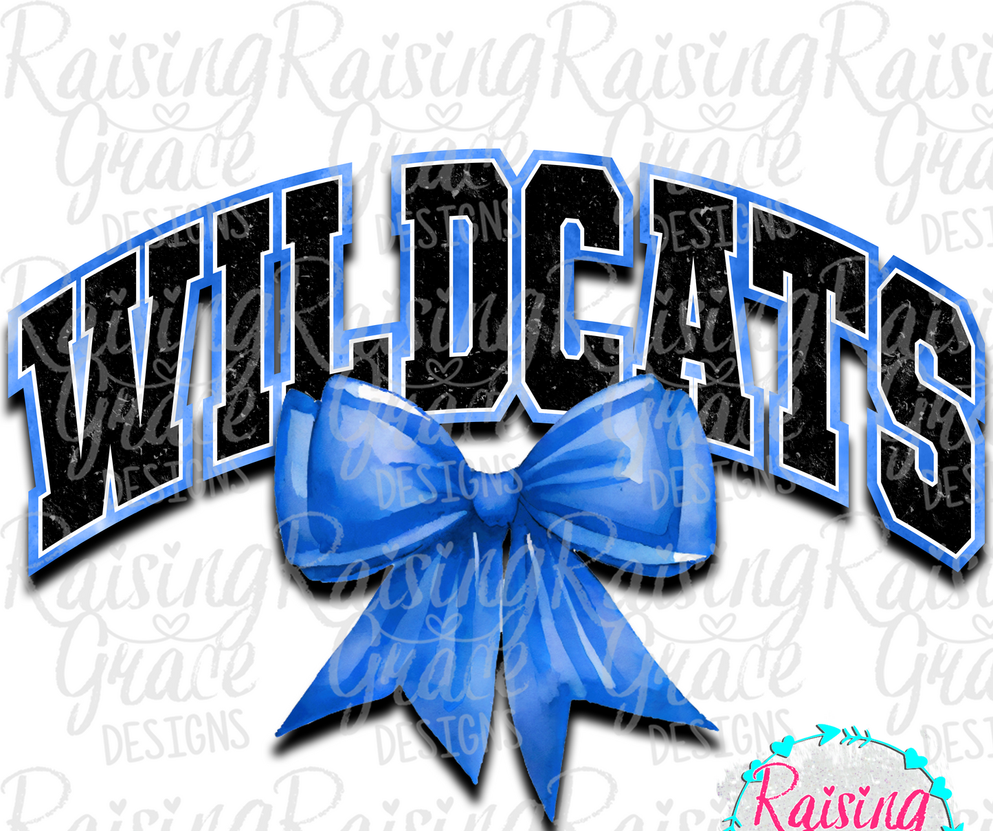 Wildcats - with Royal Blue Coquette Bow - Adult T-Shirt - Comfort Colors