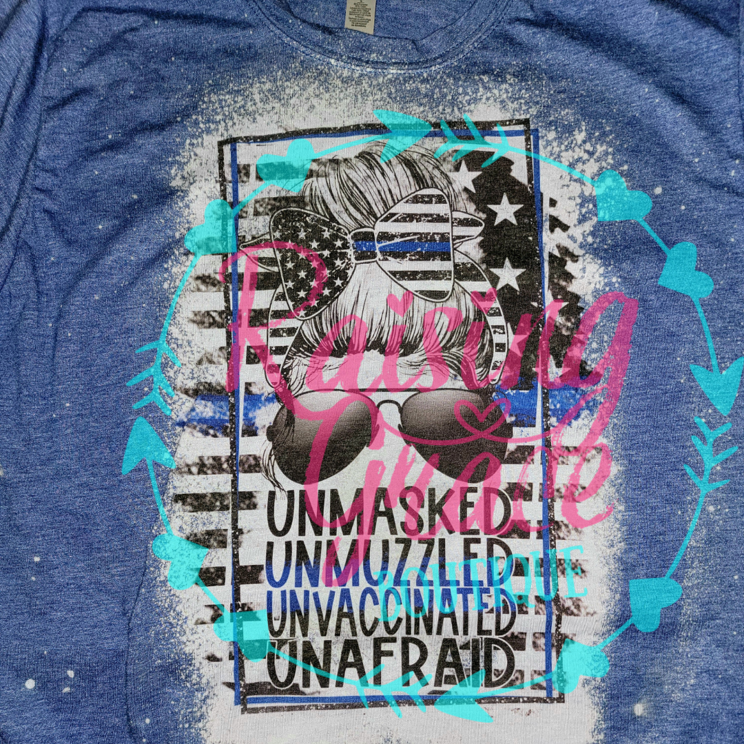 Thin Blue Line - Unmasked Bleached Tee