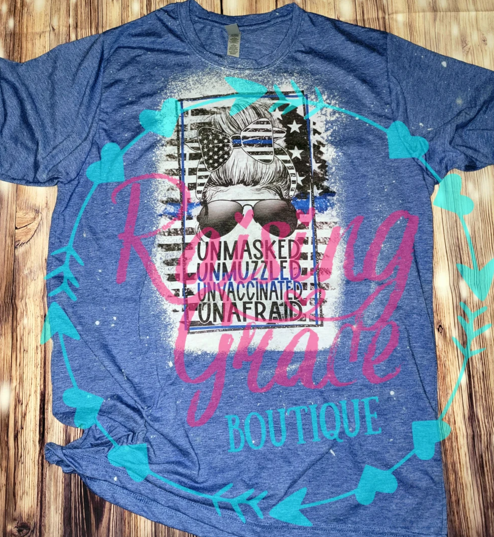 Thin Blue Line - Unmasked Bleached Tee
