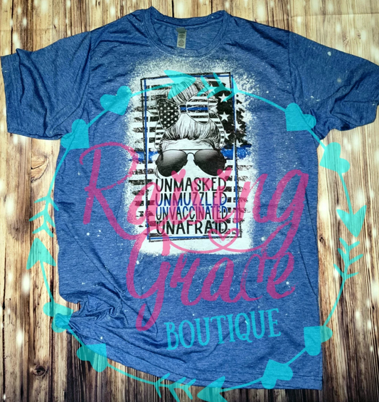 Thin Blue Line - Unmasked Bleached Tee