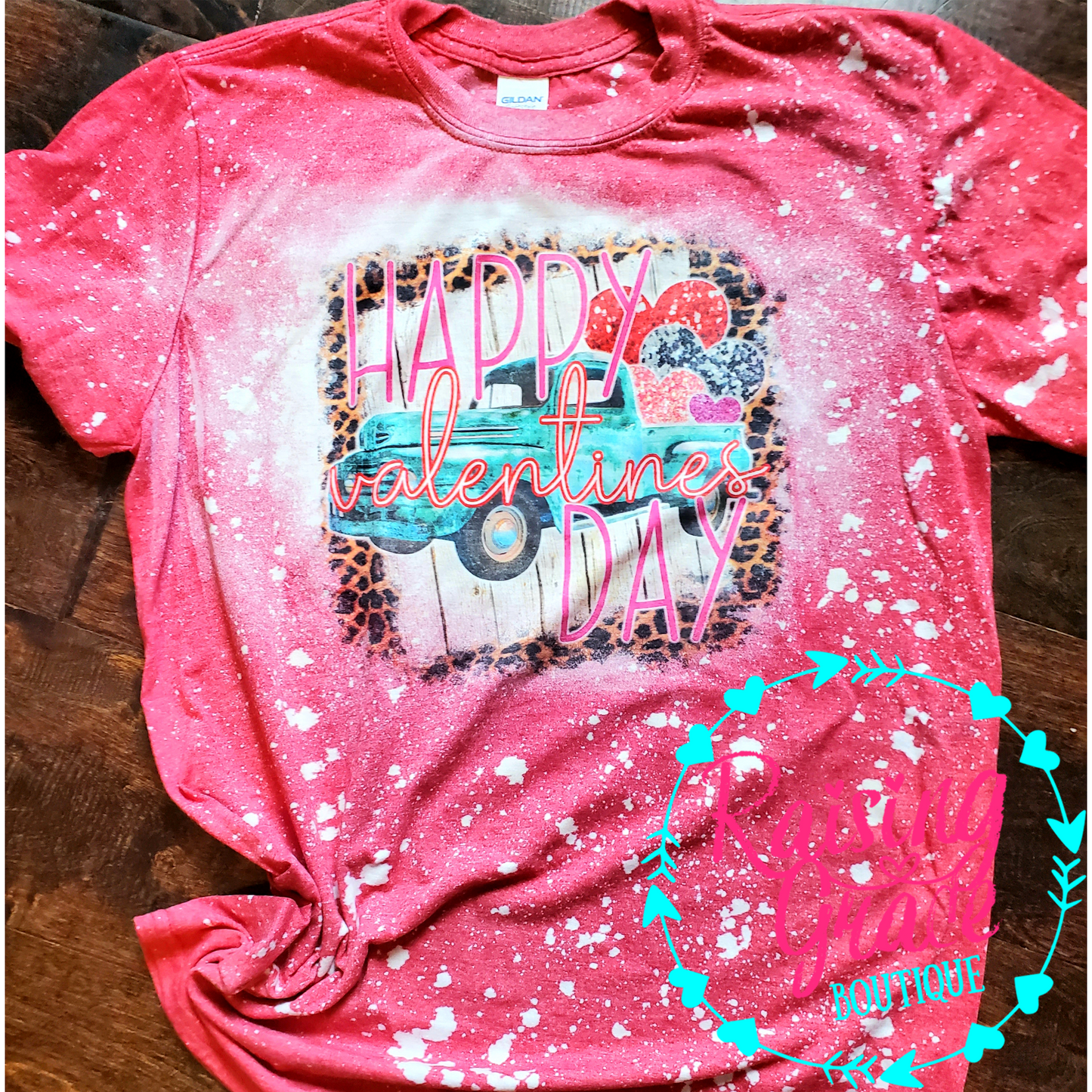 Happy Valentines Day Bleached T-Shirt