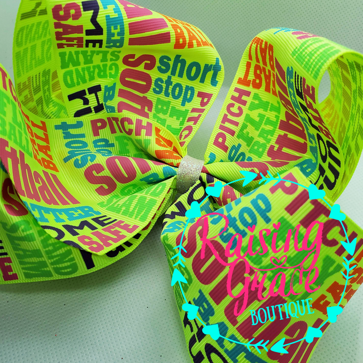 Softball Multi Words Hair Bow