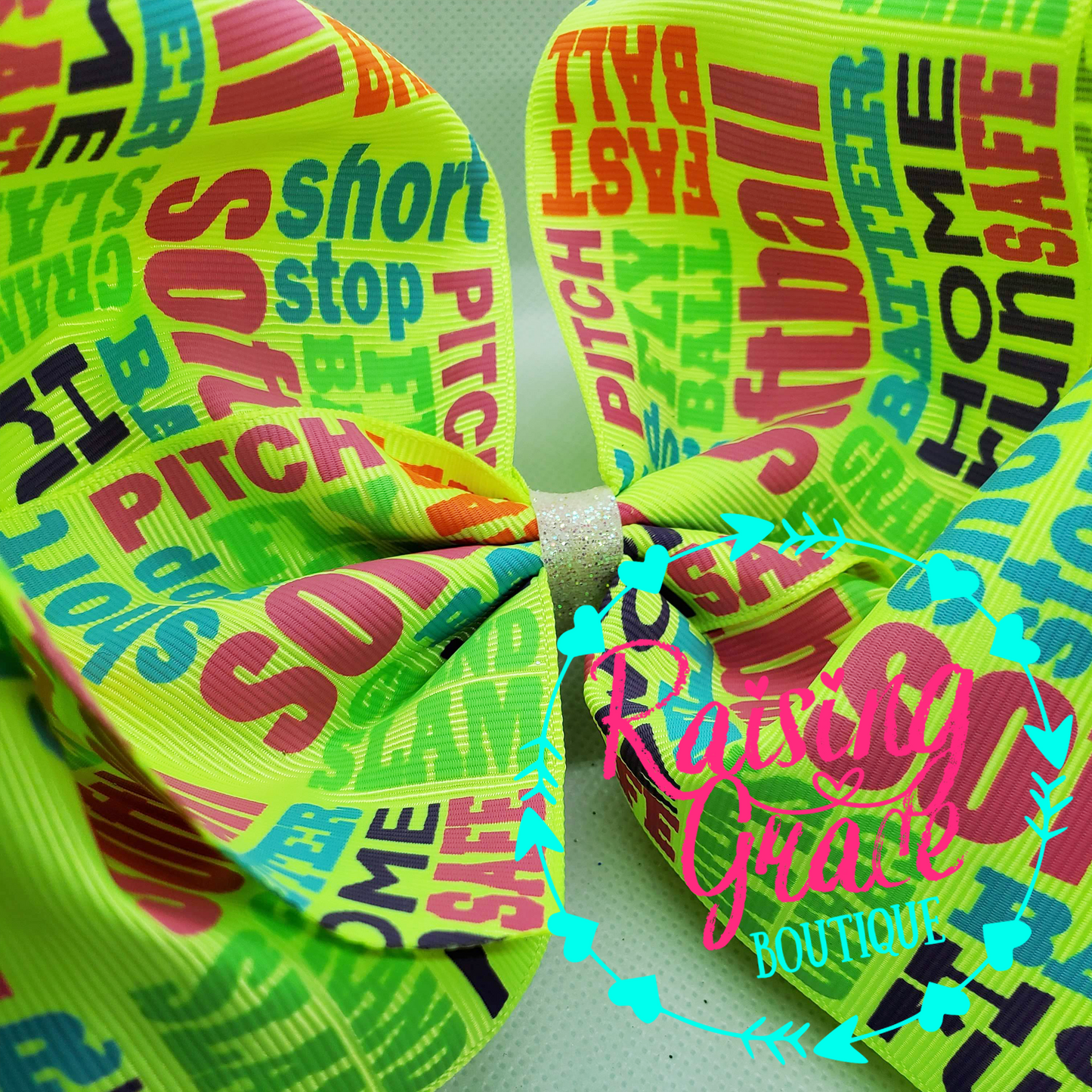 Softball Multi Words Hair Bow