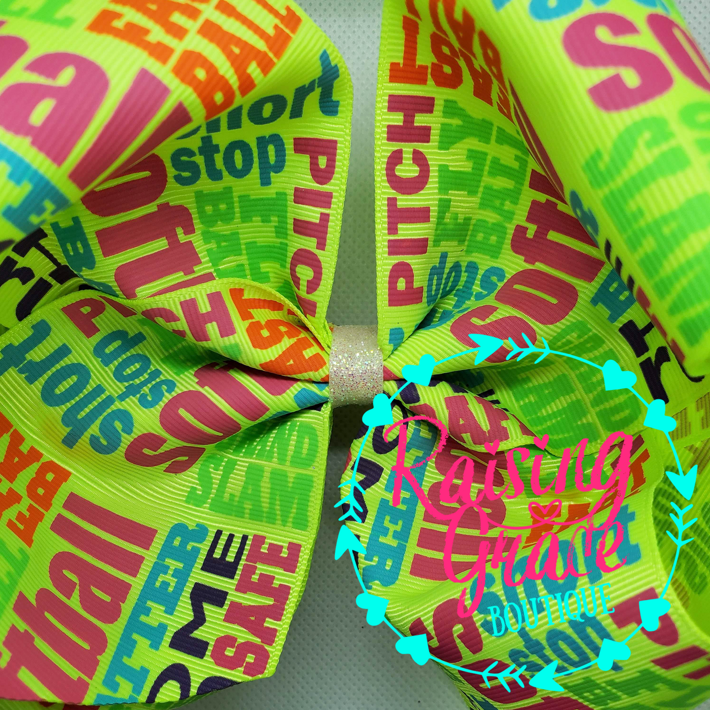 Softball Multi Words Hair Bow