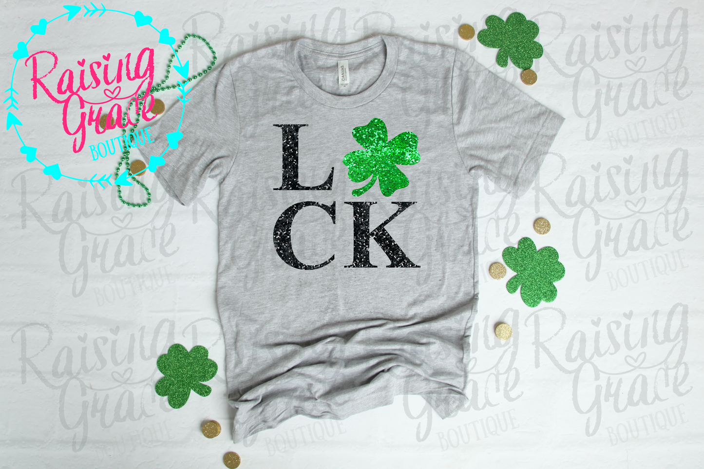LUCK Shamrock Shirt - Glitter- Adult