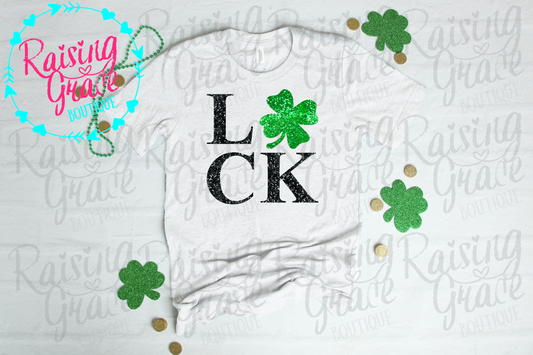 LUCK Shamrock Shirt - Glitter- Adult