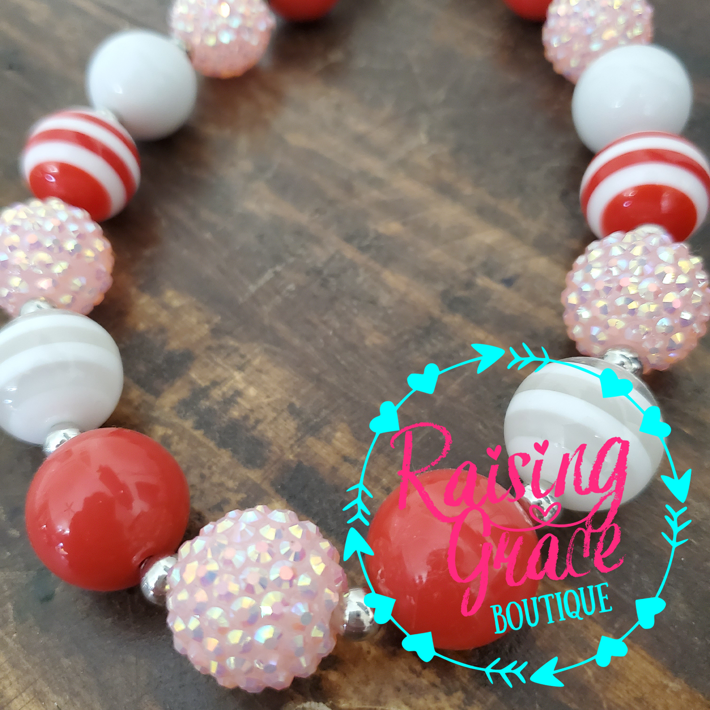 Pink Red and White Bubblegum Necklace