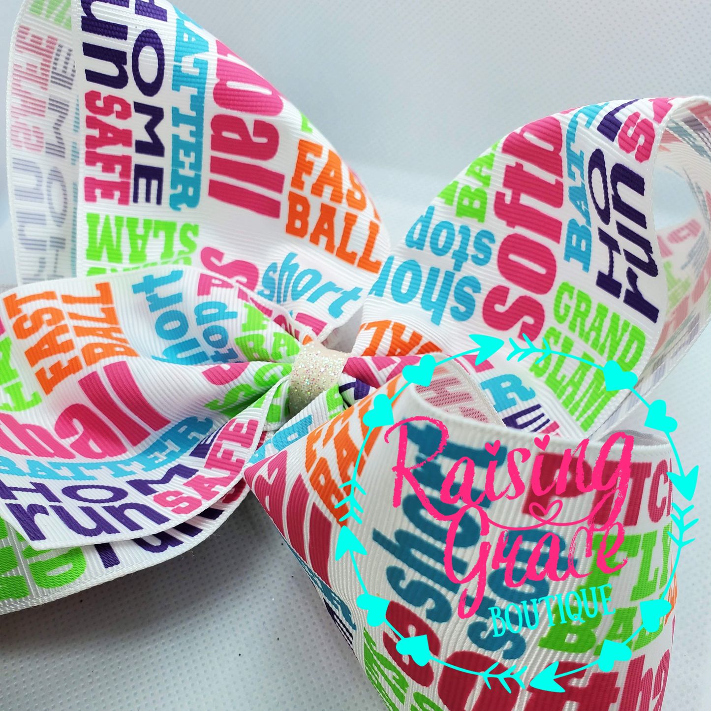 Softball Multi Words Hair Bow
