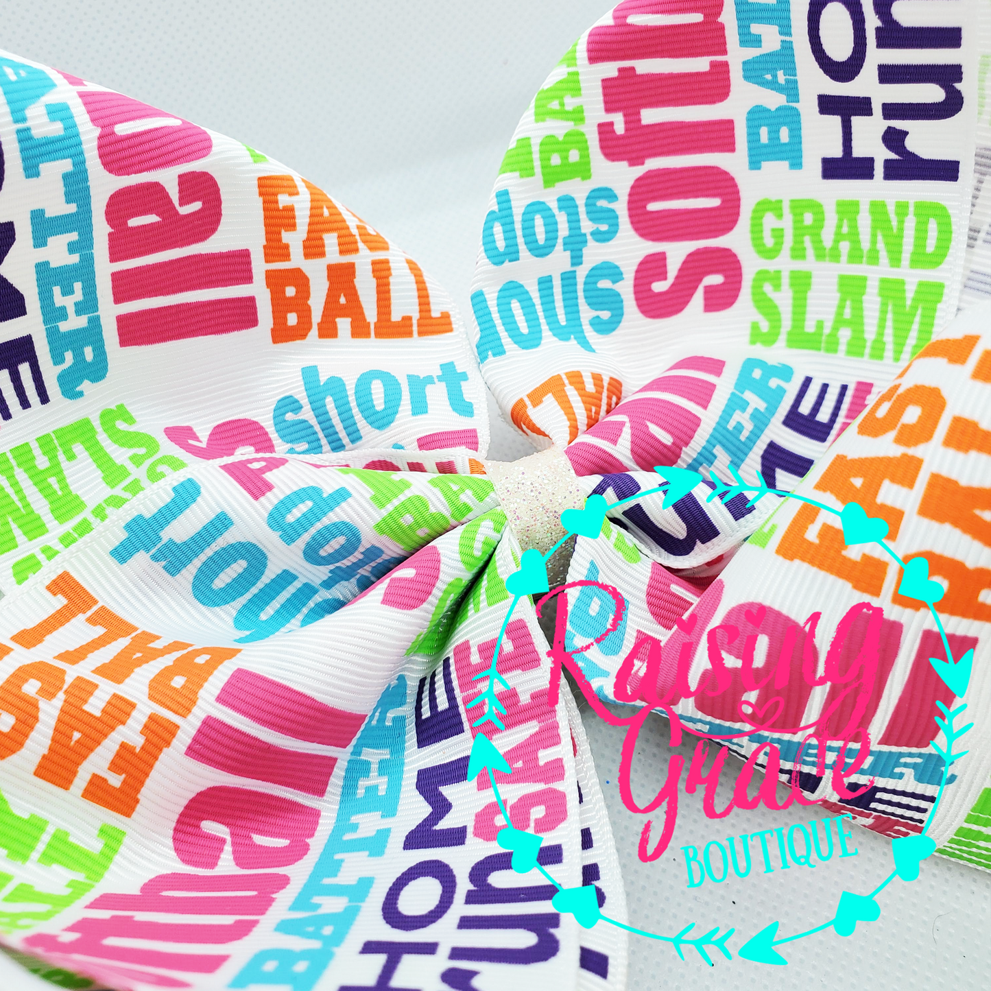 Softball Multi Words Hair Bow