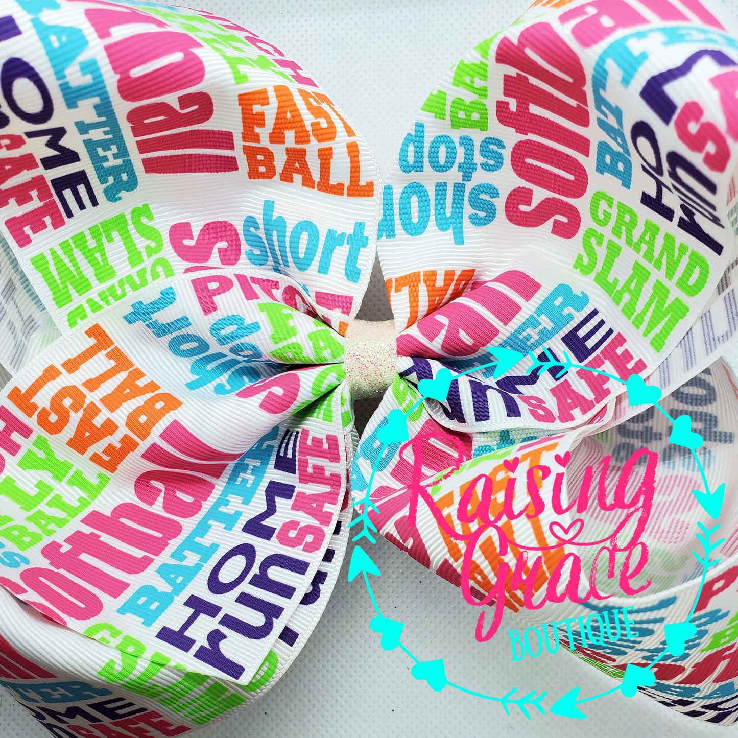 Softball Multi Words Hair Bow
