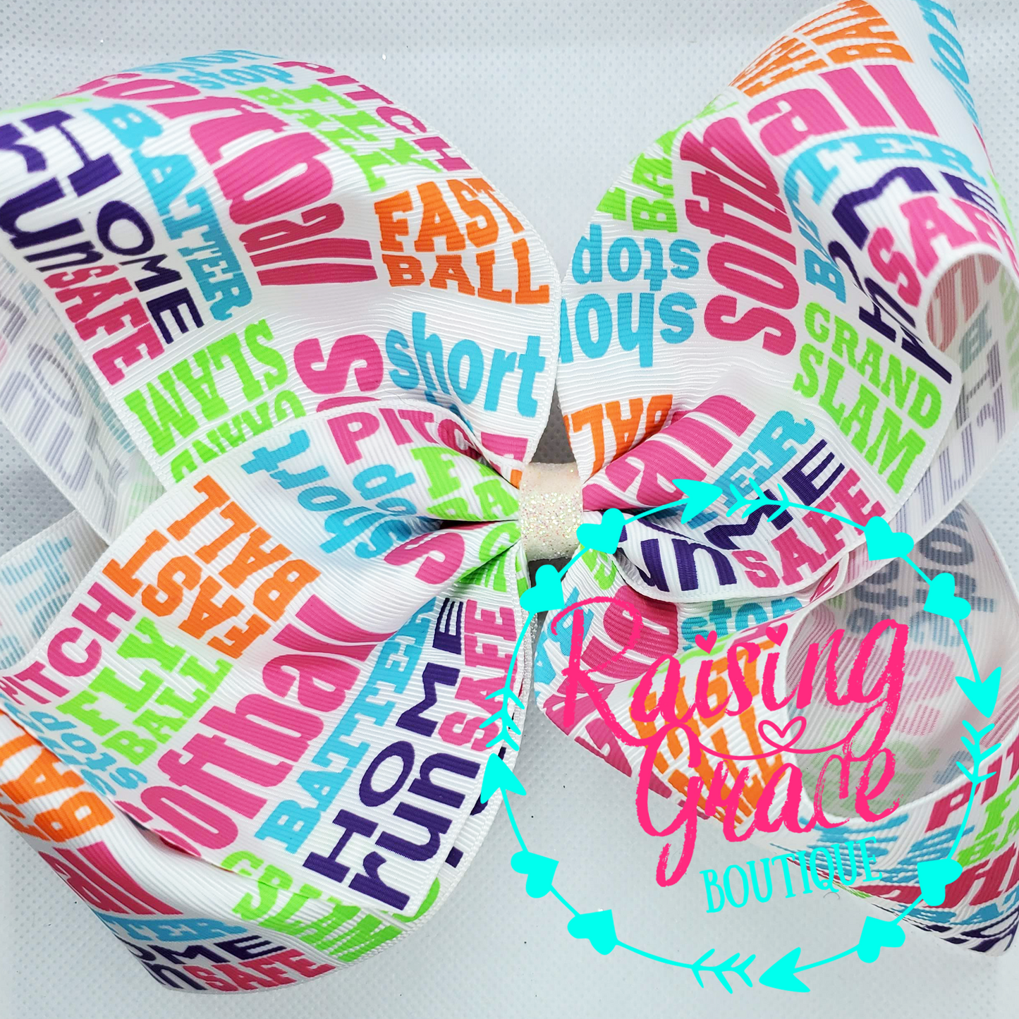 Softball Multi Words Hair Bow