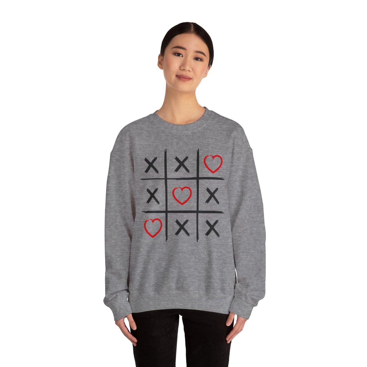 Valentines Tic-Tac-Toe - Unisex Heavy Blend™ Crewneck Sweatshirt - Adult