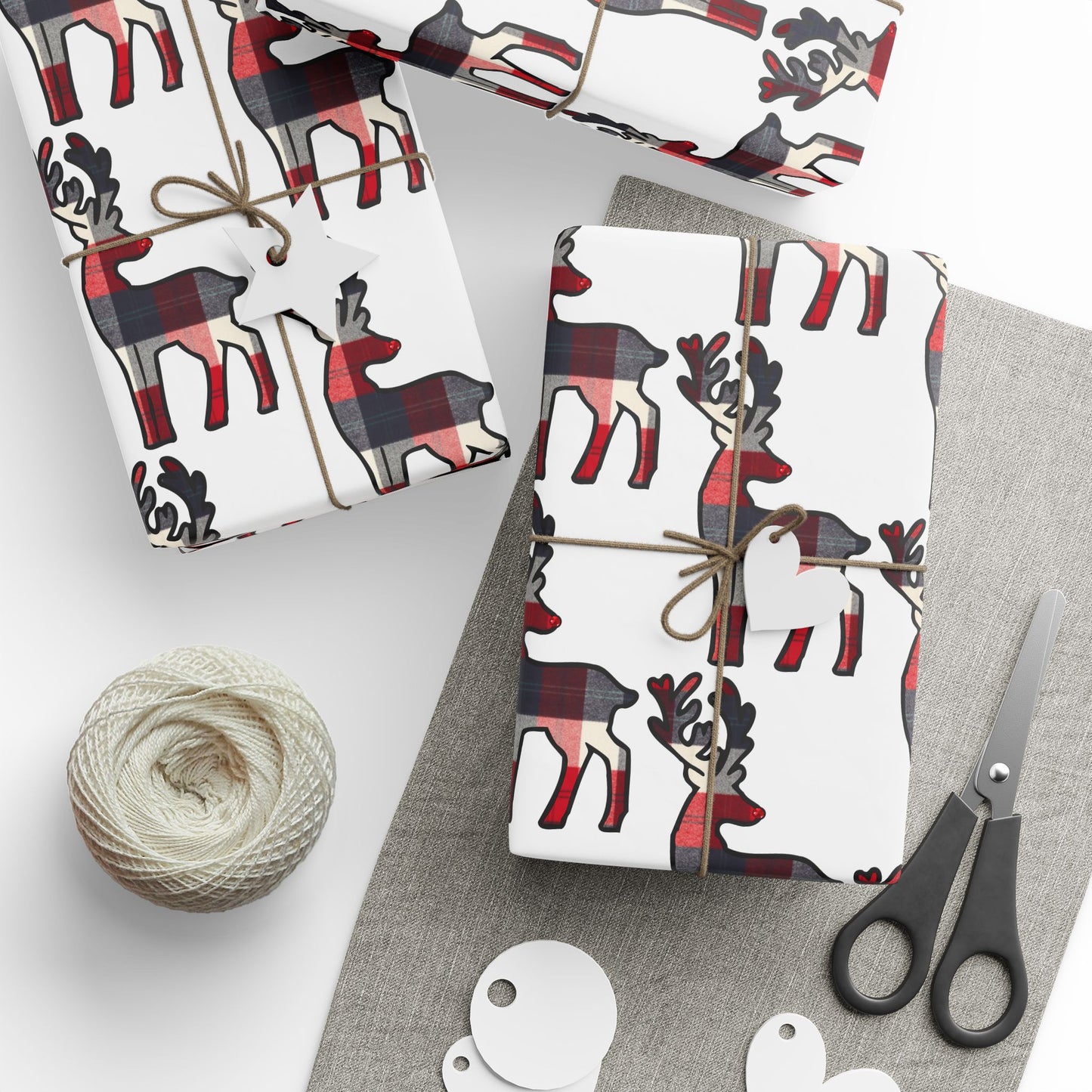 Plaid Deer Pattern - Wrapping Paper