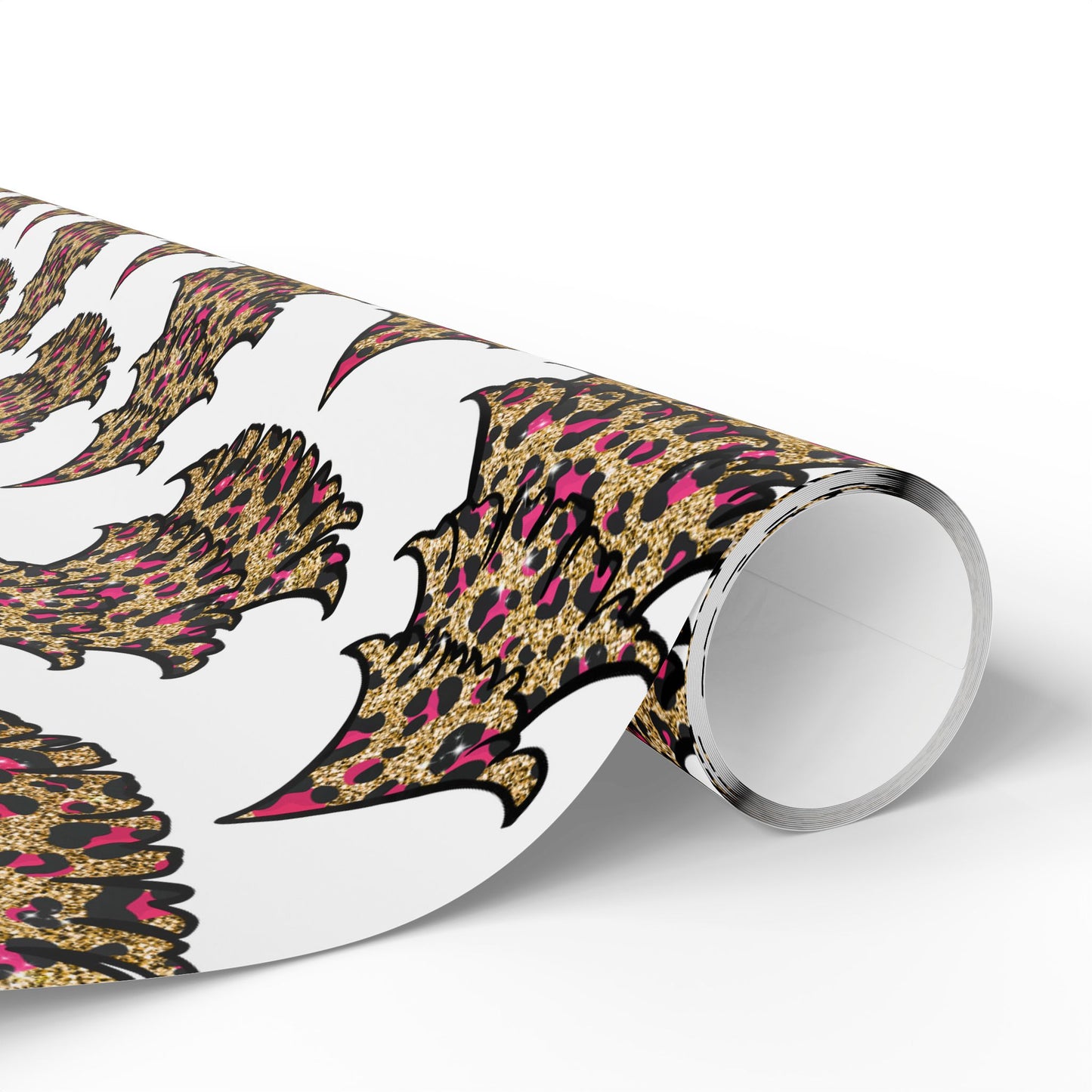 Leopard Tree - Pink, Black, and Gold Pattern - Wrapping Paper