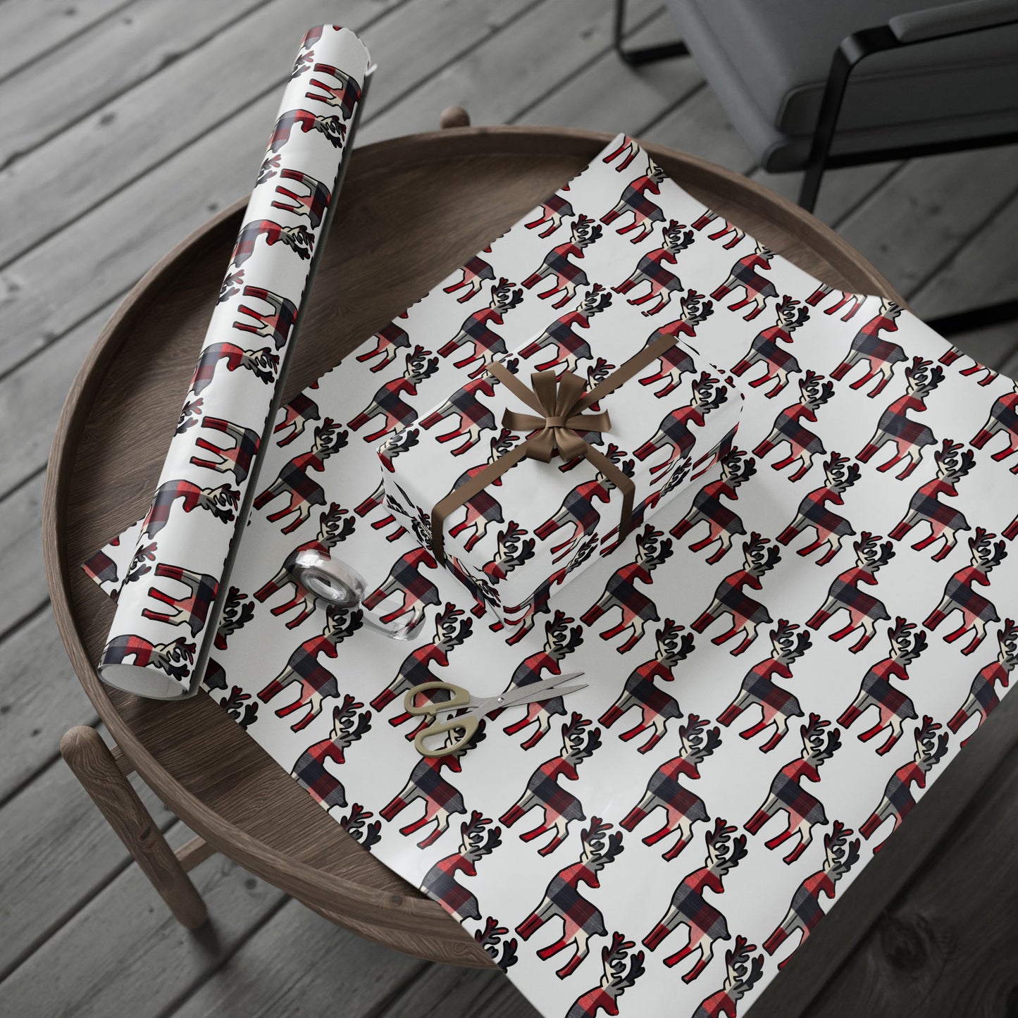 Plaid Deer Pattern - Wrapping Paper