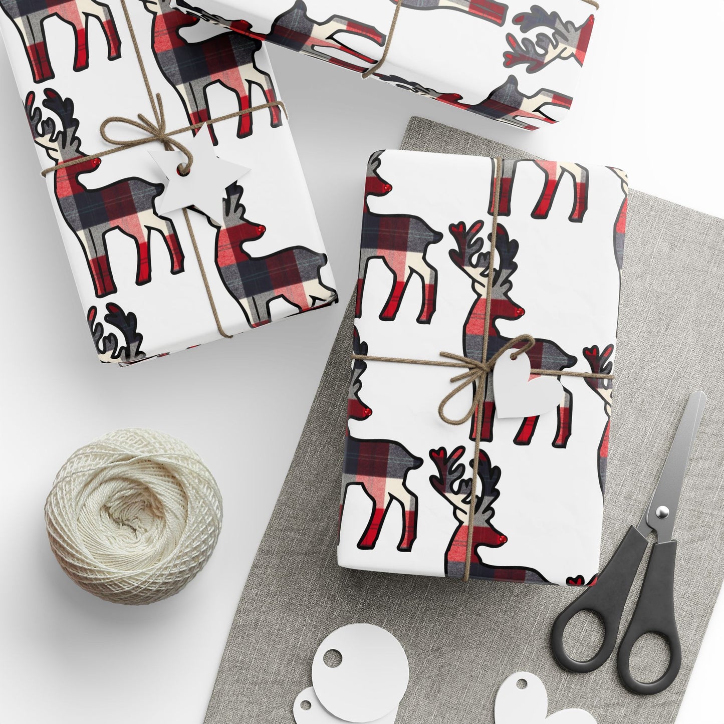 Plaid Deer Pattern - Wrapping Paper