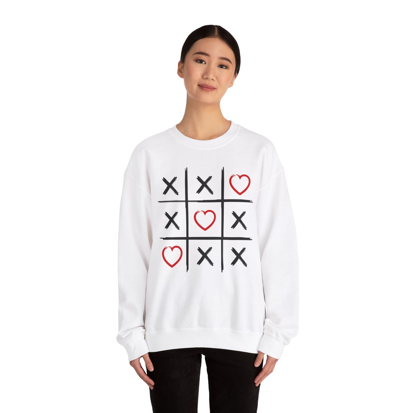 Valentines Tic-Tac-Toe - Unisex Heavy Blend™ Crewneck Sweatshirt - Adult