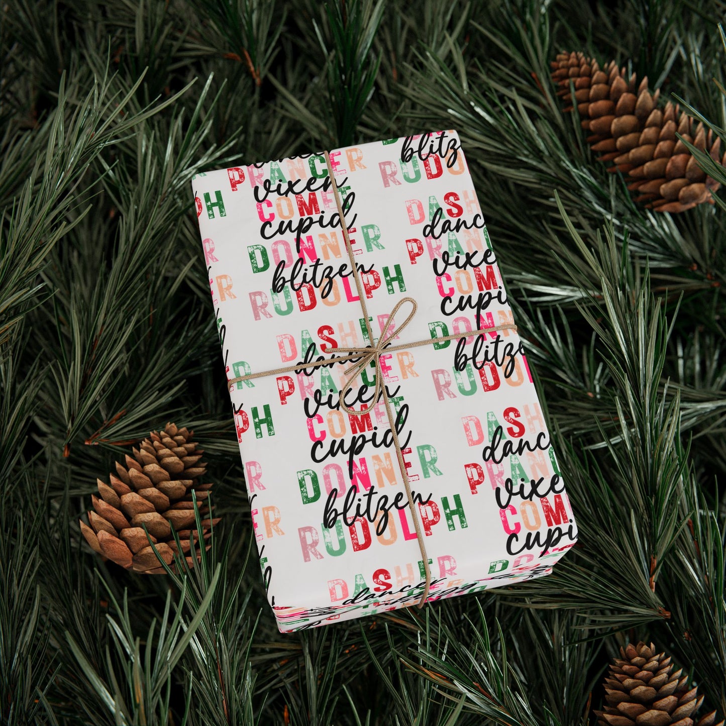 Reindeer Names Pattern - Wrapping Paper