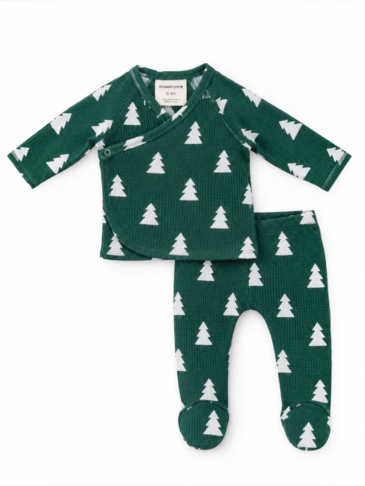 Organic Waffle Kimono & Pant Set, Spruce Trees: 0 - 3 mo.