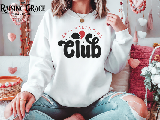 Anti-Valentine’s Club Sweatshirt | Adult Cozy Graphic Sweatshirt