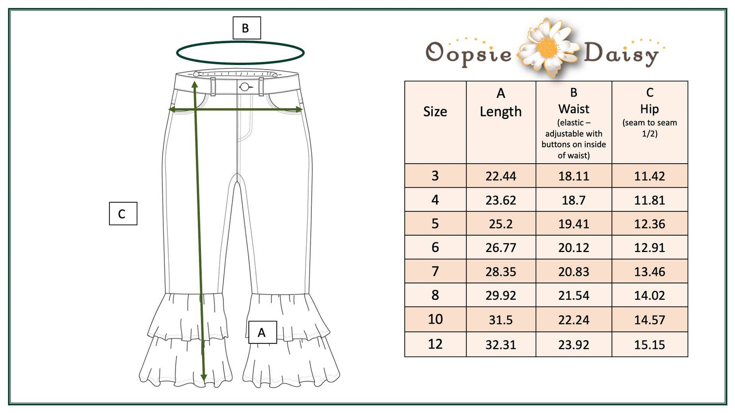 Kids Light Wash Denim Double Ruffle Jeans Pants: 6